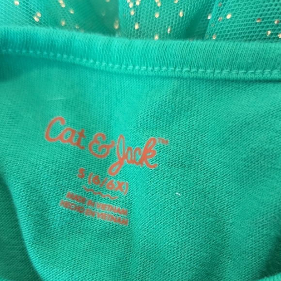 Cat & Jack Green Dress with Gold Sequin Design - Picture 5 of 6